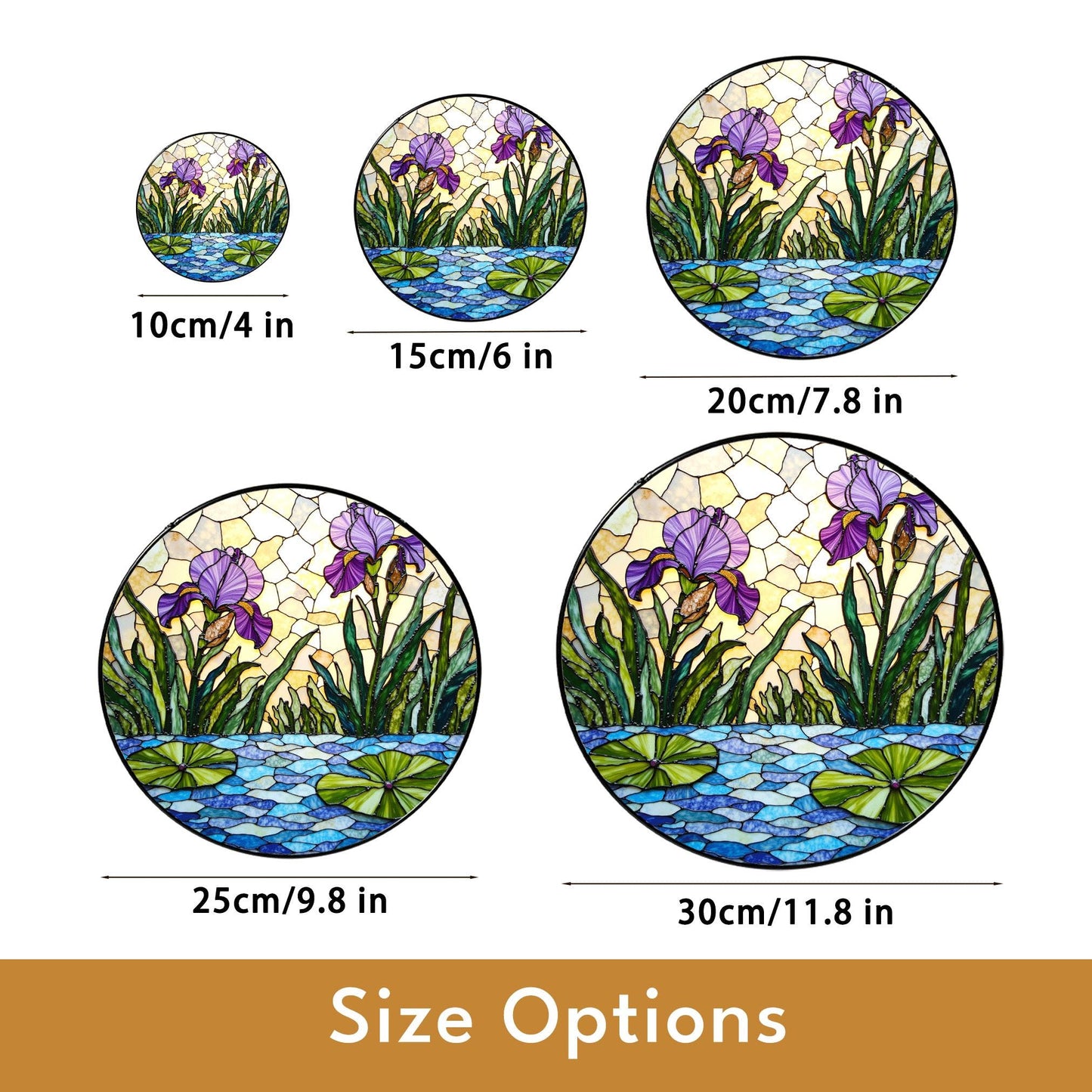 Purple iris garden stained glass suncatcher window decor floral ornament mothers day gift