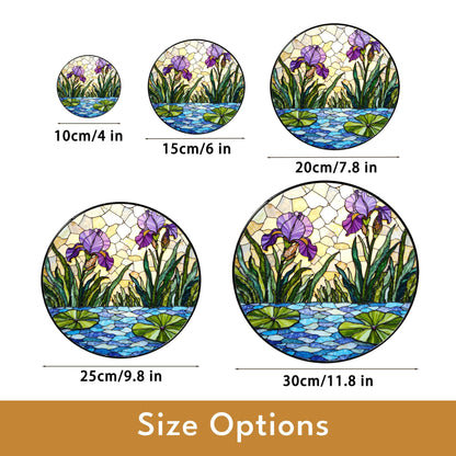 Purple iris garden stained glass suncatcher window decor floral ornament mothers day gift
