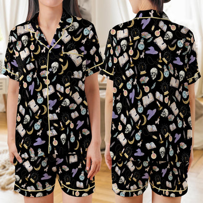 Fantasy Reader Satin Pajama Set, Book Lover Sleepwear, Enemies to Lovers Pajama Set, Bookish Pajamas, Short Sleeve or Long Sleeve Pajama Set