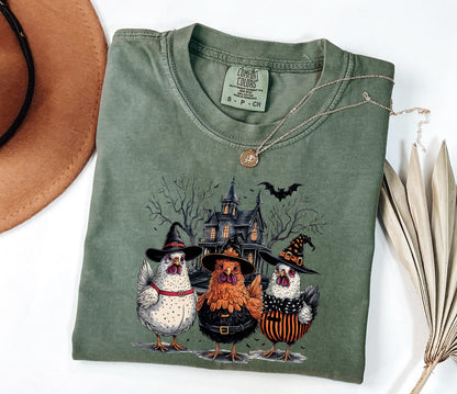 Comfort Colors® Cute Halloween Chicken Shirt, Chicken Lover Halloween Gift, Farmer Halloween, Chicken Mom Halloween Shirt, Thanksgiving Gift