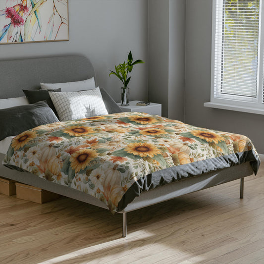 Fall Sunflower Pumpkin Blanket Autumn Thanksgiving Fleece Throw Cozy Watercolor Pumpkin Home Decor Flower Cottagecore Aesthetic Lovers Gift