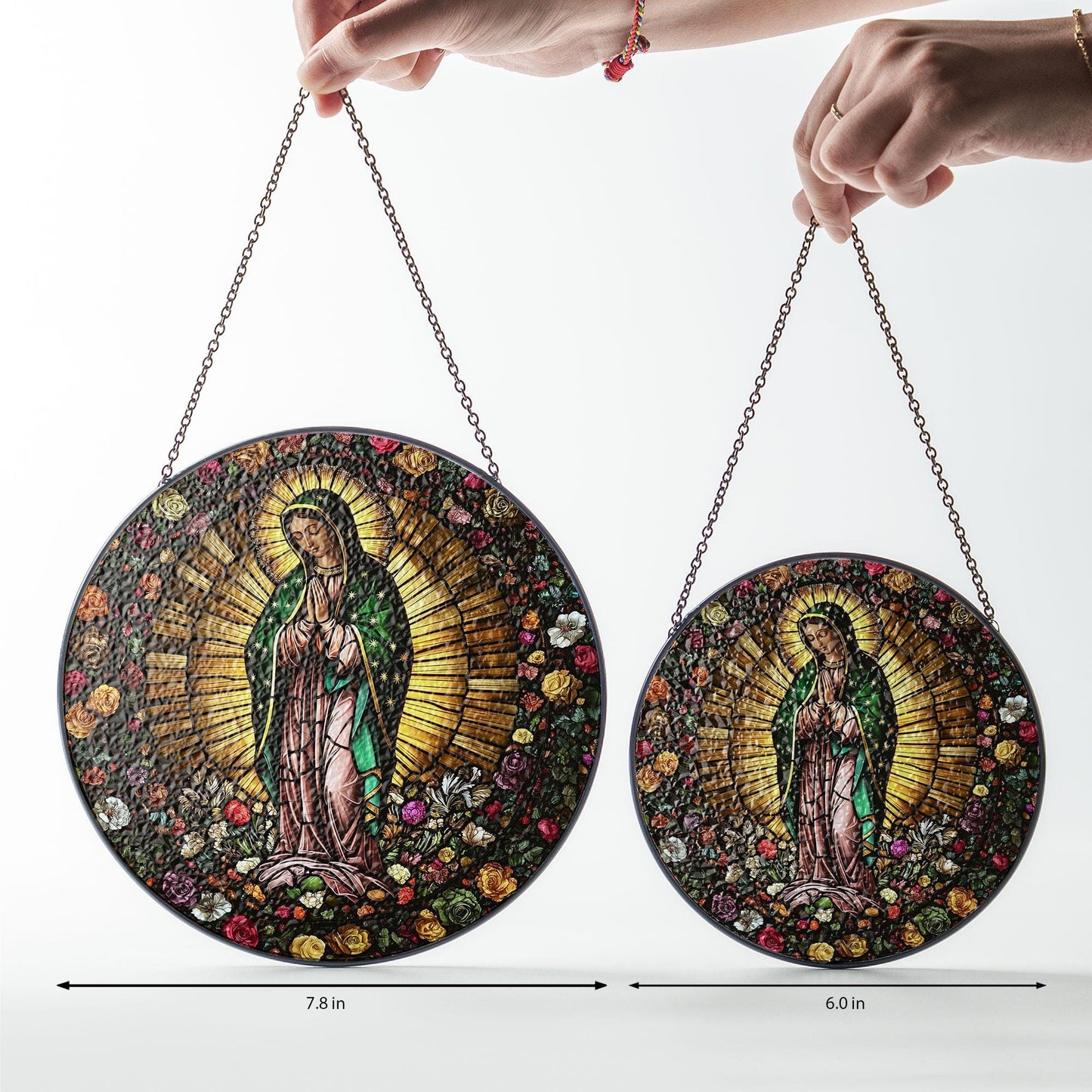 Mexican Virgen de Guadalupe Religious GLASS Suncatcher Hanging, Jesus Christ, Lamb of God hanging, Southwest Decor, Catholic Suncatcher