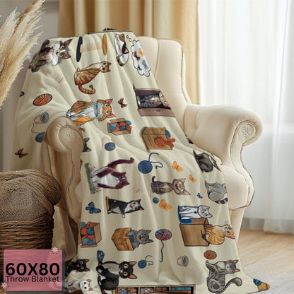 Personalized Blanket for Cat Lovers, Sherpa Throw Blanket, Cat Themed Gift, Gift for Reader, Cat Mom or Dad, Funny Pet Owner Gift