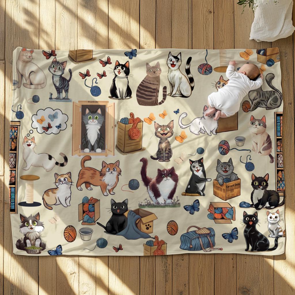 Personalized Blanket for Cat Lovers, Sherpa Throw Blanket, Cat Themed Gift, Gift for Reader, Cat Mom or Dad, Funny Pet Owner Gift