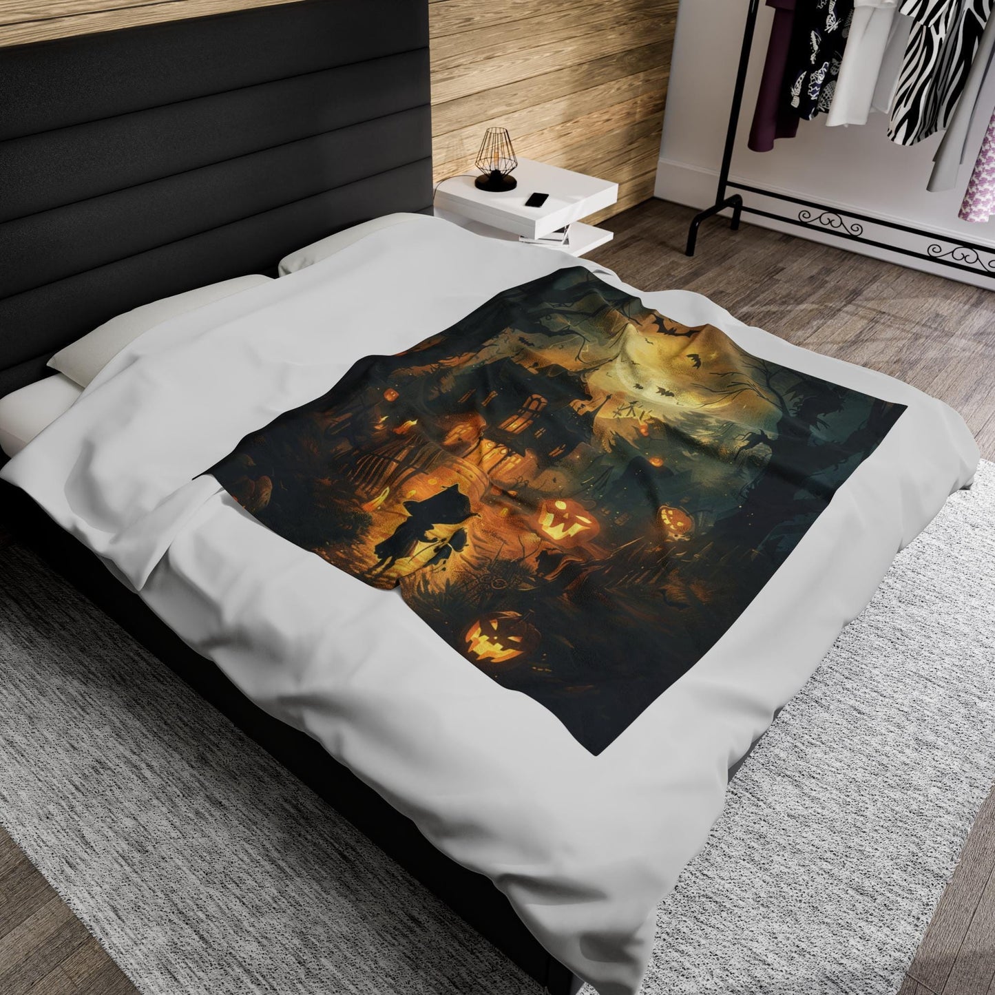 Soft Blanket Throw Blanket, Halloween Decor, Gifts for Her, Gifts for Him, Unique Design, Spooky Season Decor Beautiful Halloween Witch