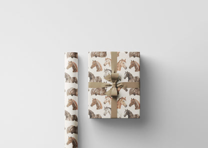 Cowgirl Horse Wrapping Paper, Christmas Equestrian Gift Wrap, Winter Riding Wrap, Holiday Present Paper, Horse Lover Festive Sheet