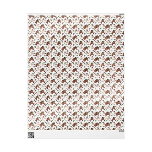 Winter Horse Wrapping Paper, Cowgirl Christmas Gift Wrap, Equestrian Holiday Paper, Festive Riding Present Wrap, Horse Lover Xmas