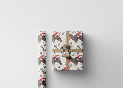 Holiday Horse Wrapping Paper, Cowgirl Christmas Gift Wrap, Winter Equestrian Paper, Riding Present Wrap, Horse Lover Festive Sheet