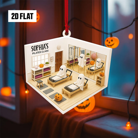 Personalized Pilates Classroom 2D Flat Ornament, Custom Name Ornament, Pilates Teacher Ornament, Halloween Window Hangings, Pilates Lover