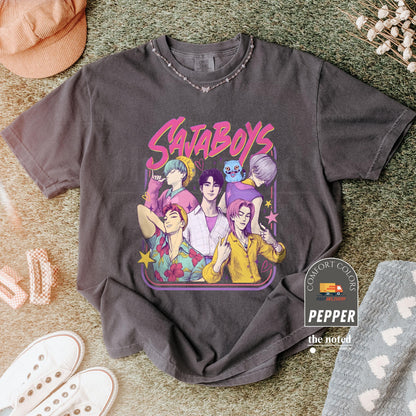 Saja Boys Boy Band Shirt, Comfort Colors® Kpop Demon Hunters Movie Shirt, Bootleg Retro Movie Shirt, Demon Hunters Merch Shirt