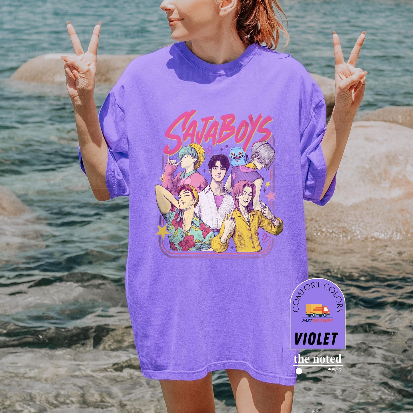 Saja Boys Boy Band Shirt, Comfort Colors® Kpop Demon Hunters Movie Shirt, Bootleg Retro Movie Shirt, Demon Hunters Merch Shirt