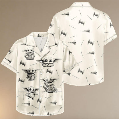 Baby Yoda Satin Pajama Set, Grogu Star Wars Sleepwear, Cute Cartoon Loungewear, Mandalorian PJs for Fans