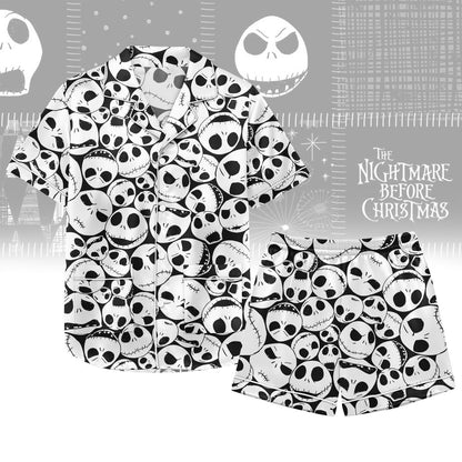 Jack Skellington Satin Pajama Set, Halloween Cartoon Sleepwear, Nightmare Before Christmas Costume PJs for Women Men