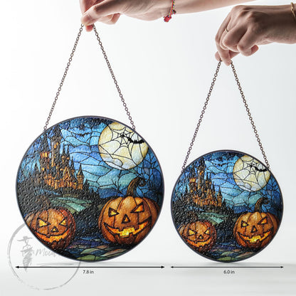 Halloween Stained Glass Suncatcher, Spooky Home Decor, Halloween Suncatcher, Halloween Ornament Suncatcher,Halloween Gift,Stained Suncatcher