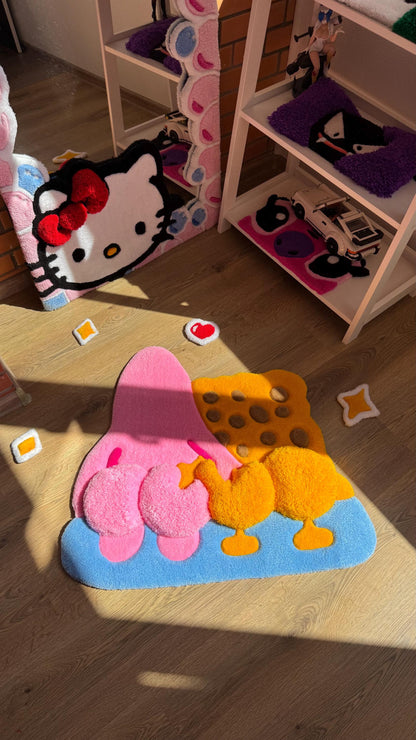 Custom Handmade Tufted Rug – Pink Puffy Carpet, Kids Room Floor Decor, 3d Rug, Fluffy Mat Home Decor