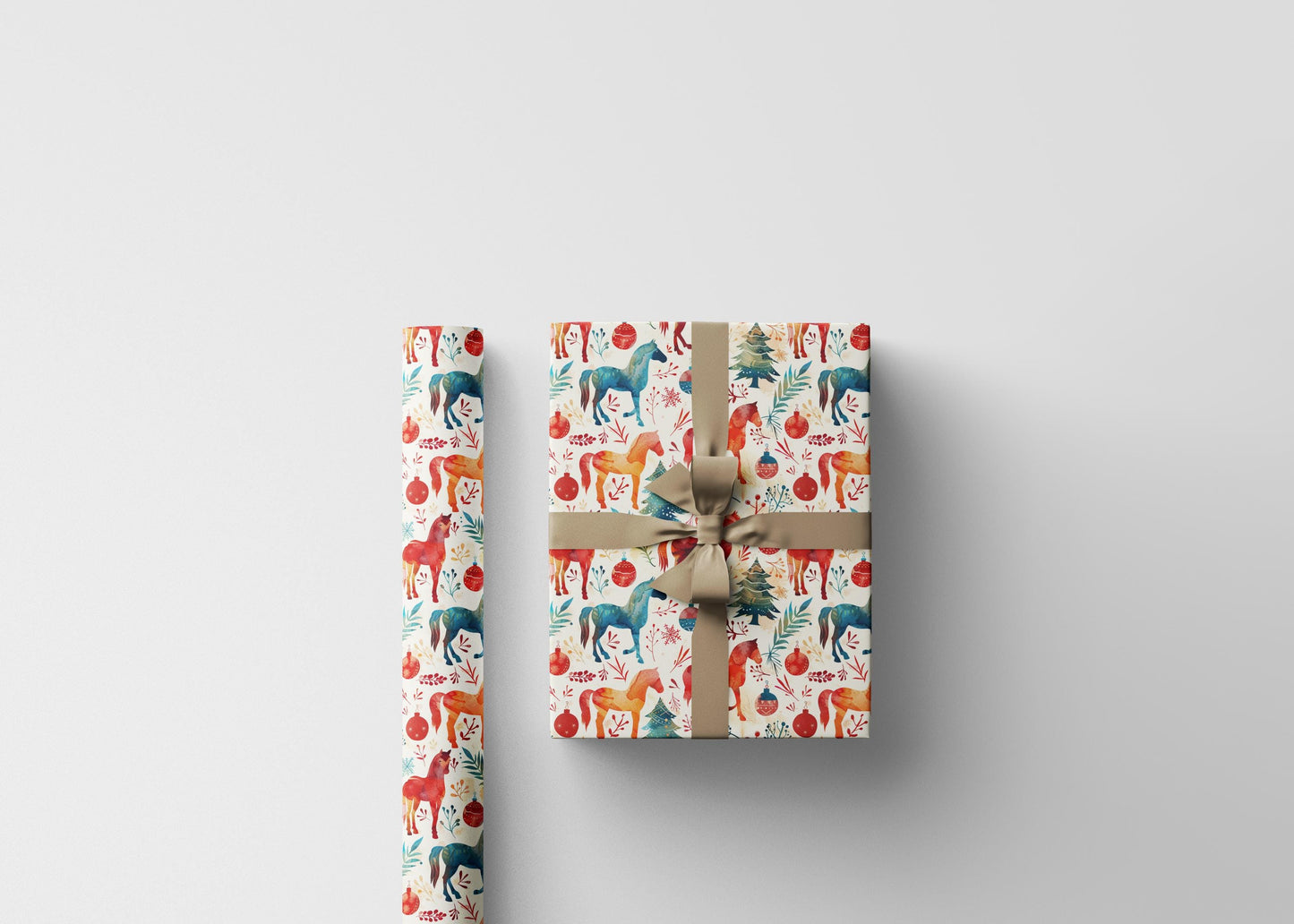 Winter Horse Print Wrap, Equestrian Xmas Wrapping Paper, Holiday Cowgirl Gift Paper, Festive Horse Lover Wrap, Riding Present Sheet