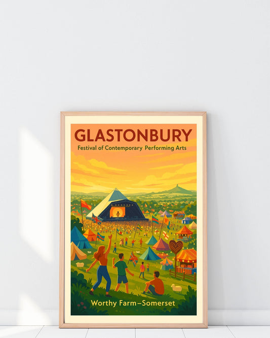Glastonbury Festival 2025 Poster Wall Art, Glastonbury Pyramid Stage Print, Home Decor Gift for Wedding & Birthday, Uk Festival Poster, Pulp