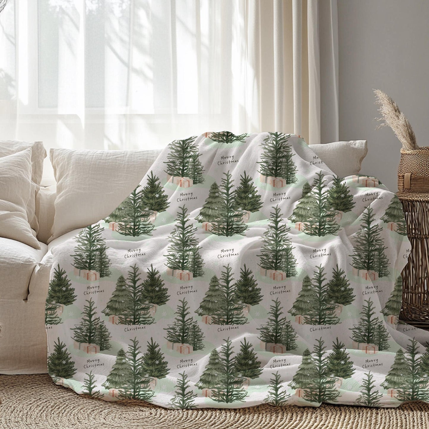 Sherpa Fleece Throw Blanket Cozy Christmas Decor Warm Winter Gift by HarborIslandDecor