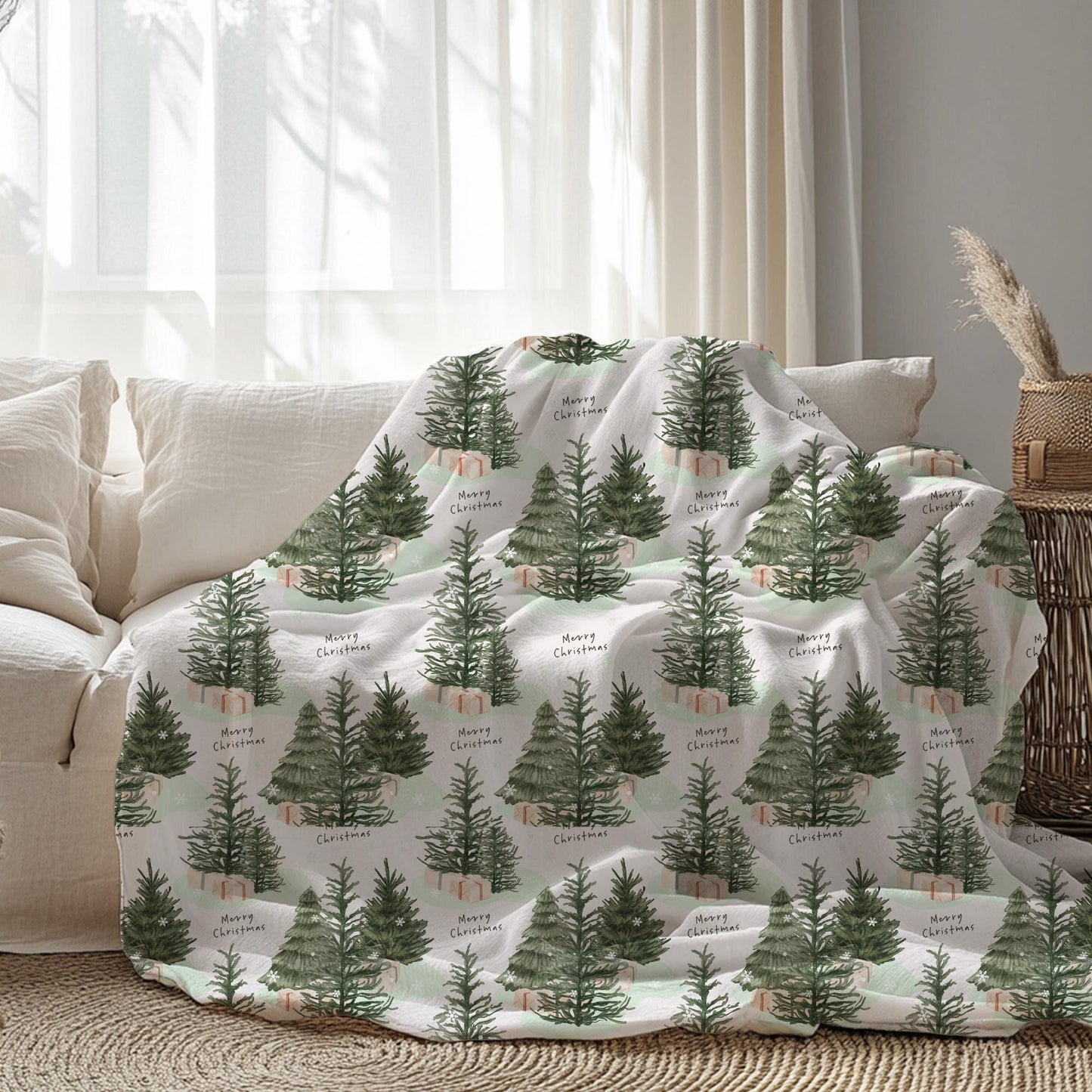 Sherpa Fleece Throw Blanket Cozy Christmas Decor Warm Winter Gift by HarborIslandDecor