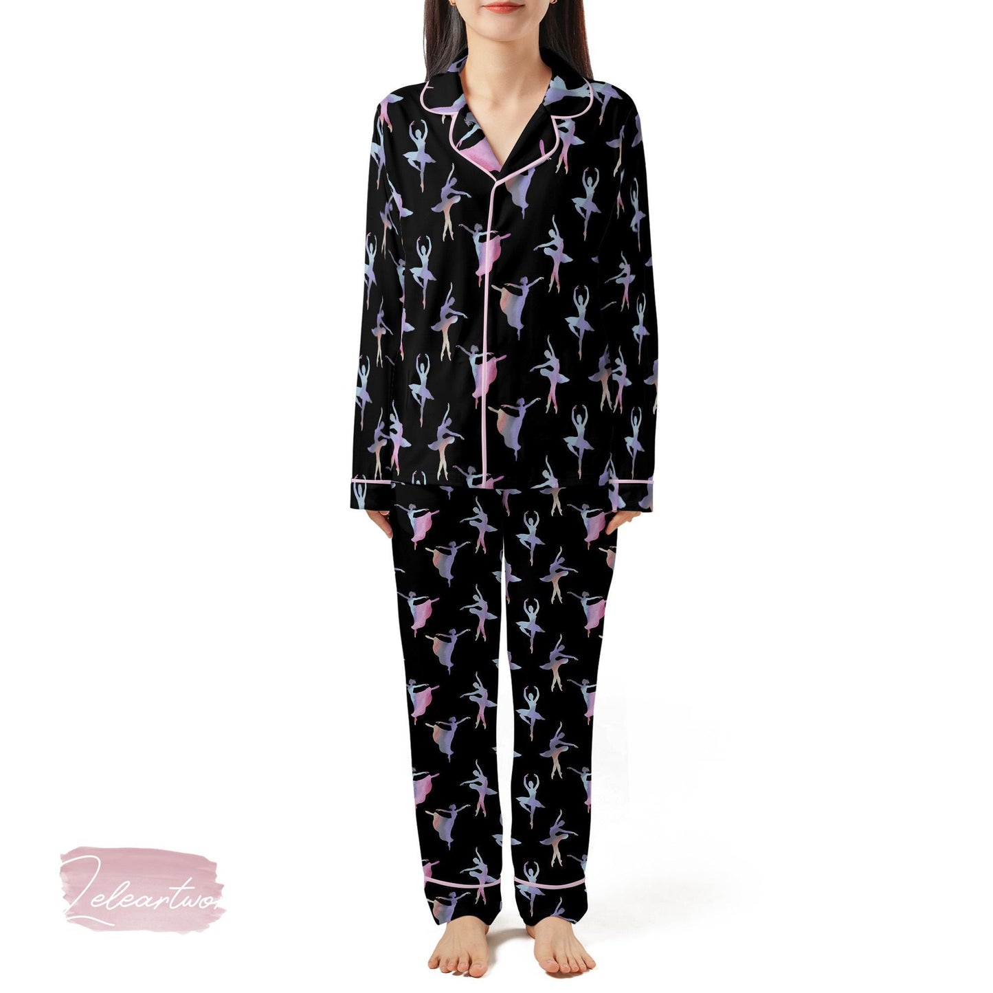 Ballerinas Purple Pink Set – Dance Lover Pajama Shorts | Pastel Ballet Sleepwear | Elegant Dancer Lounge Gift