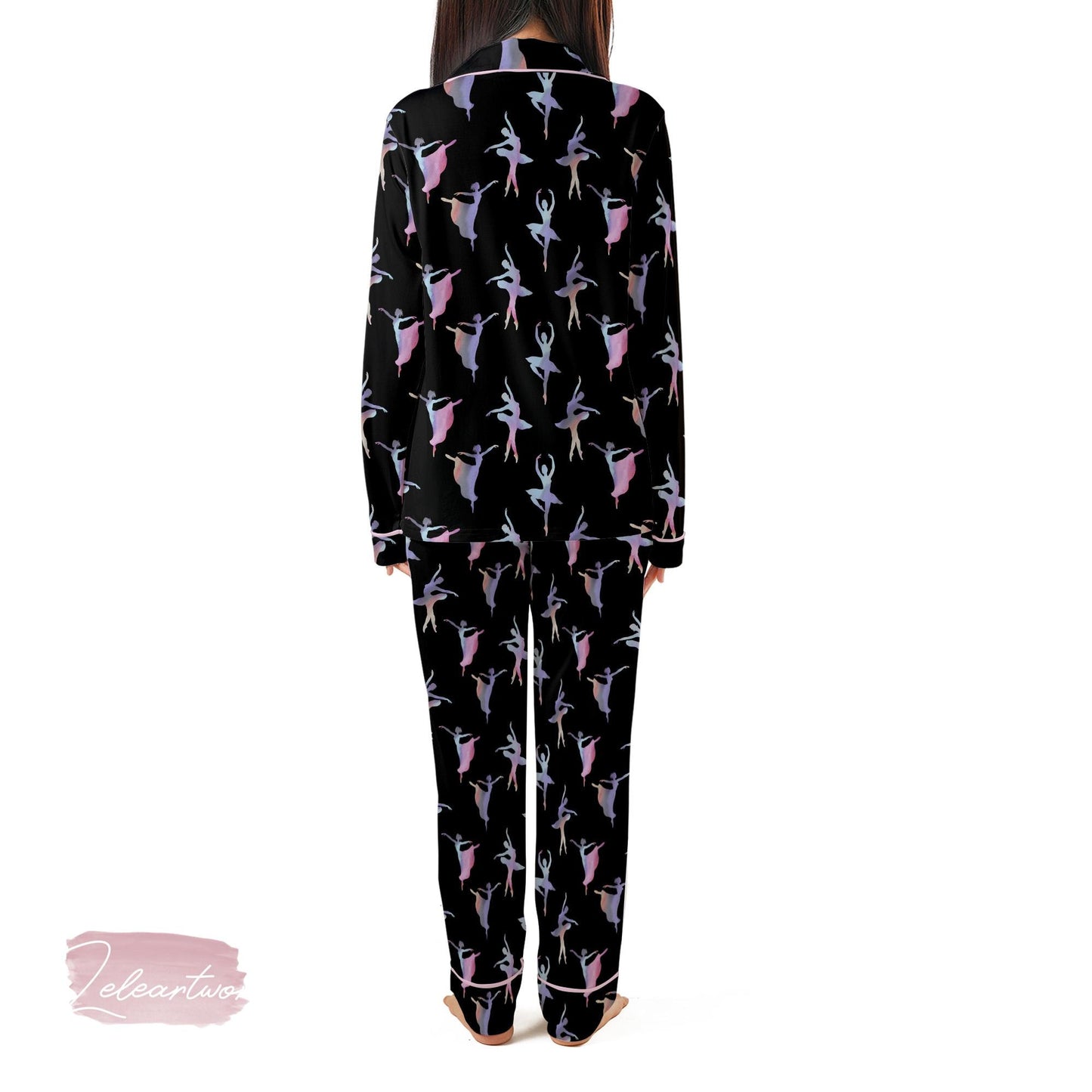 Ballerinas Purple Pink Set – Dance Lover Pajama Shorts | Pastel Ballet Sleepwear | Elegant Dancer Lounge Gift