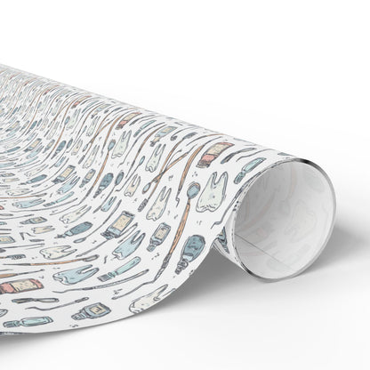 Dental Themed Wrapping Paper, Tooth Office Decor, Dentist Gift Wrap Fun Gift Wrap for Dental Office Dentist and Hygienists