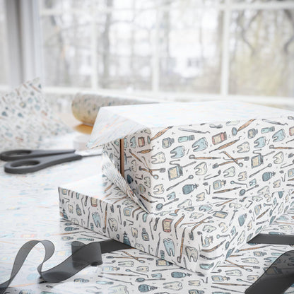 Dental Themed Wrapping Paper, Tooth Office Decor, Dentist Gift Wrap Fun Gift Wrap for Dental Office Dentist and Hygienists