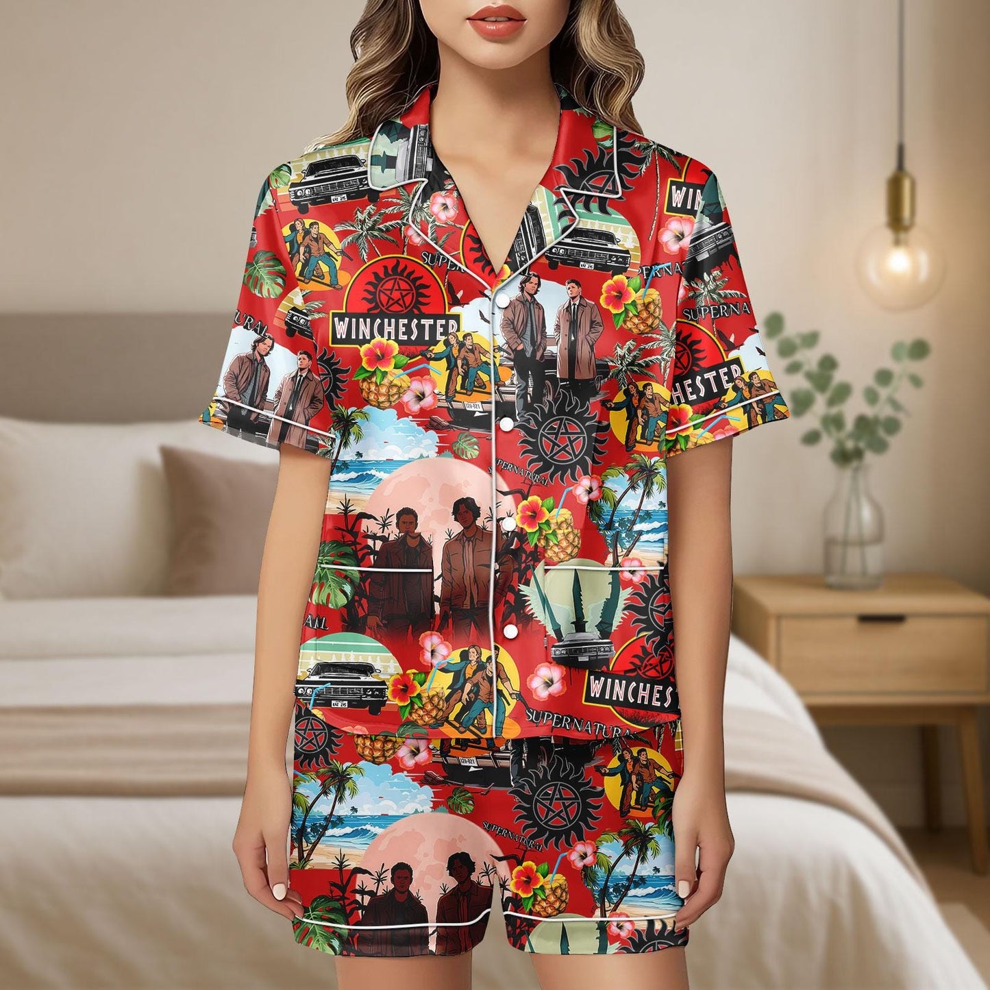 Supernatural Winchester Satin Pajama Set, Dean Sam Loungewear, Supernatural Pjs, Winchester  Sleepwear, Gift For Her, Mom