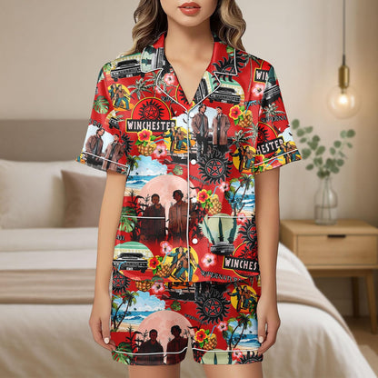 Supernatural Winchester Satin Pajama Set, Dean Sam Loungewear, Supernatural Pjs, Winchester  Sleepwear, Gift For Her, Mom