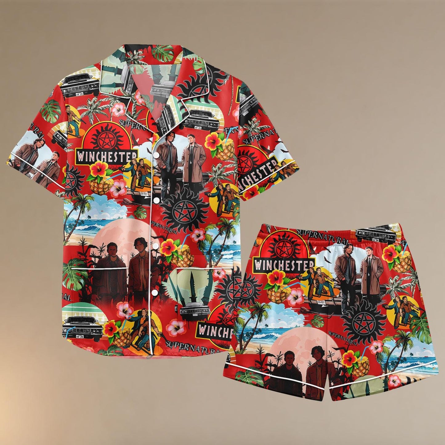 Supernatural Winchester Satin Pajama Set, Dean Sam Loungewear, Supernatural Pjs, Winchester  Sleepwear, Gift For Her, Mom