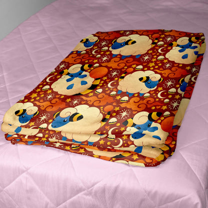 Mareep Fleece Blanket, Cute Electric Sheep Throw, Cozy Cotton Blanket, Funny Baby Blanket, Home Decor Mareep Blanket Gifts
