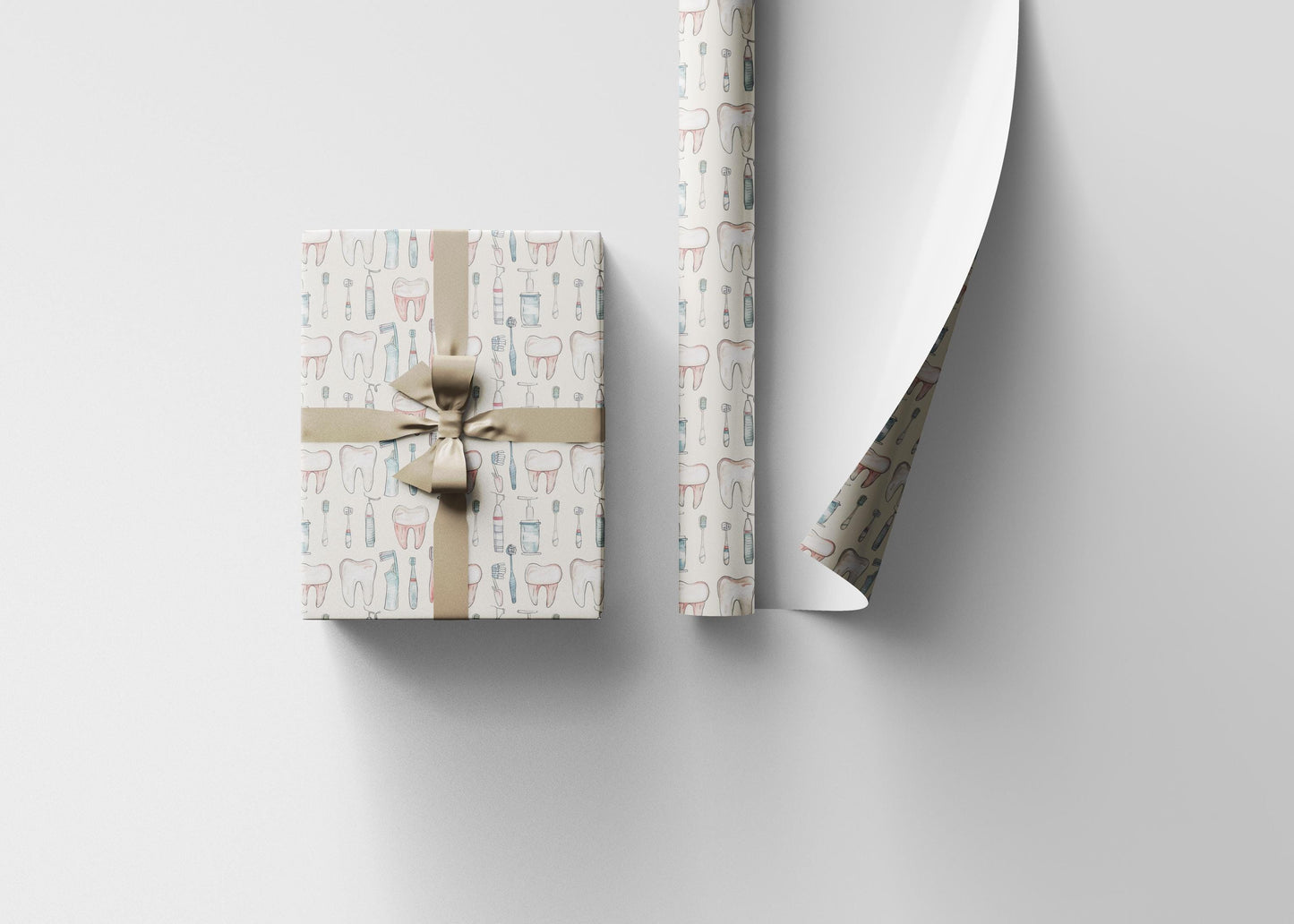 Dental Gift Wrap for Professionals, Tooth-Themed Wrapping Paper Fun Gift Wrap for Dental Office Dentist and Hygienists