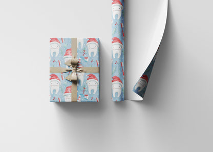 Dentist Appreciation Gift Wrap, Dental Pattern Paper, Unique Tooth Design Christmas Fun Gift Wrap for Dental Office Dentist and Hygienists