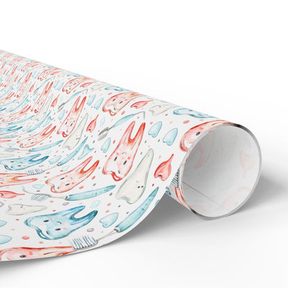Professional Dentist Gift Wrap, Tooth Pattern Paper, Office Use Fun Gift Wrap for Dental Office Dentist and Hygienists