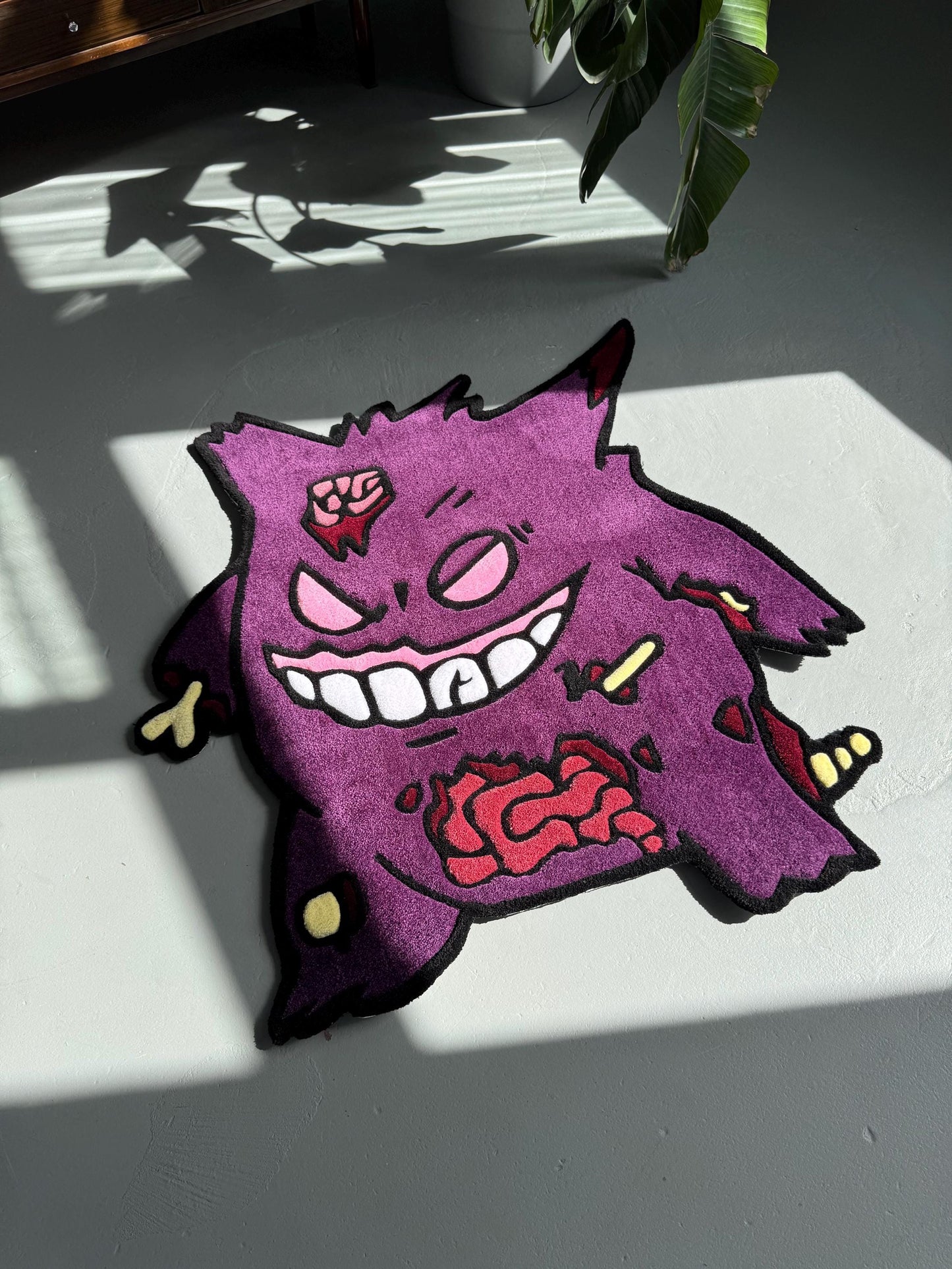 Handmade Tufted Cartoon-Inspired Zombie Ghost Rug – Creepy Cute Horror Decor, Unique Gift for Friends and Family