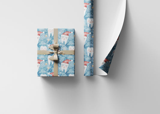 Tooth Print Gift Wrap, Dentist Office Decor, Dental-Themed Wrapping Christmas Fun Gift Wrap for Dental Office Dentist and Hygienists