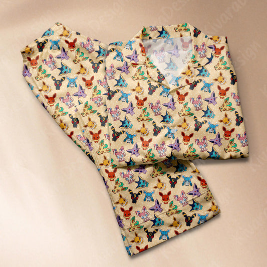 Evolution Chibi Pajamas Anime Pajamas Set Cute Pajamas Comfort for Adult Fans