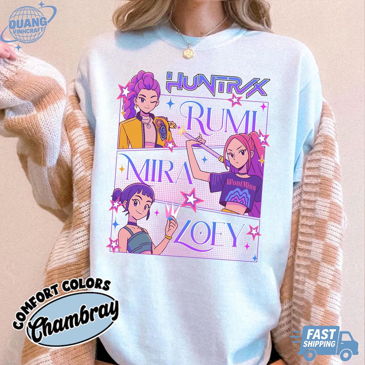 Kpop Huntrix Shirt, Kpop Demon Hunters Shirt, Kpop Huntrix Tee, Mira, Rumi, Zoey, Derpy Tiger Tee, Gift for Huntrix fans, Saja Boys Fans