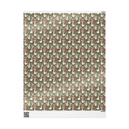 Rustic Goose and Wildflower Wrapping Paper for Mom or Grandma Birthday | Whimsical Farmhouse Baby Shower Gift Wrap for Florals Plant lovers