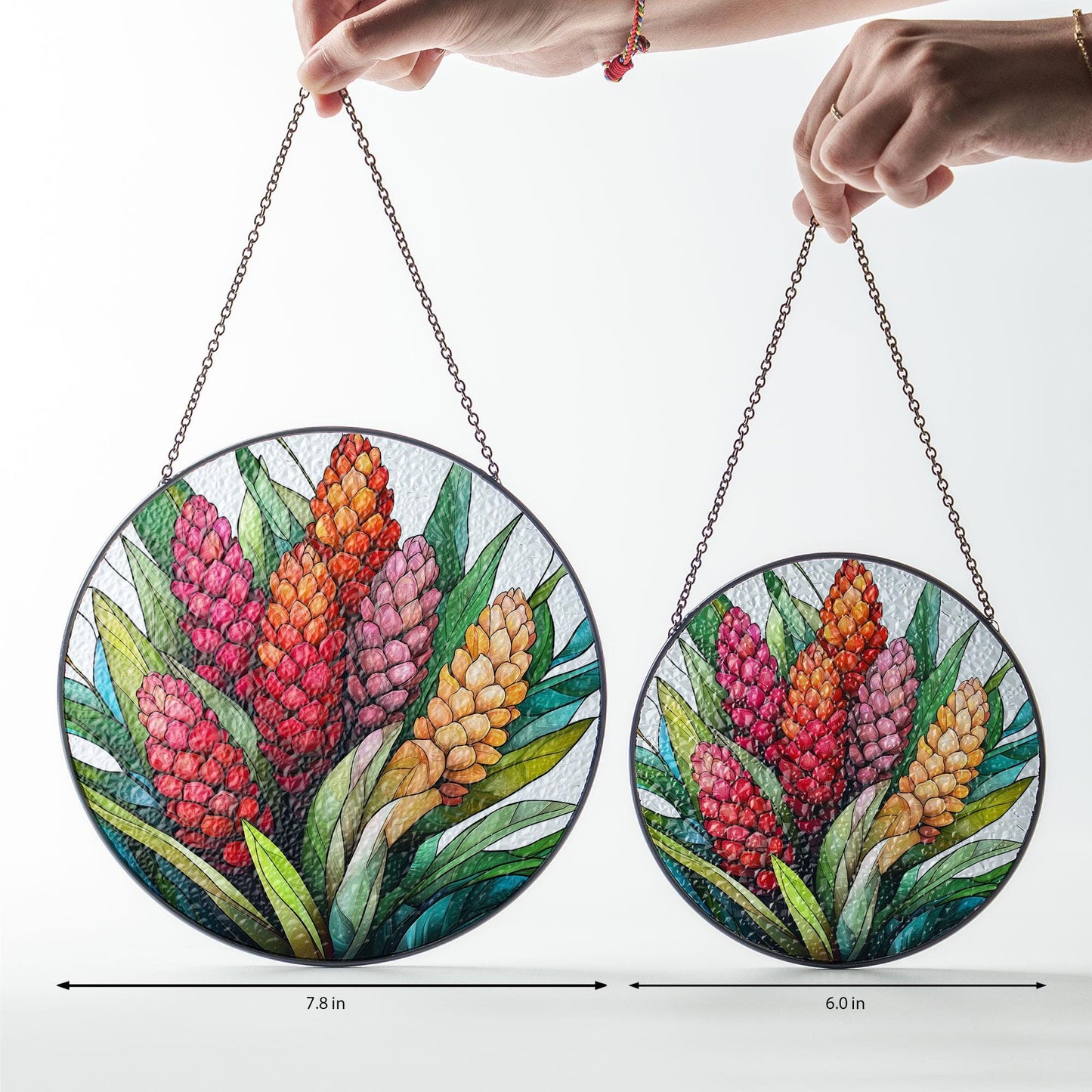 Tropical Ginger Flower Stained Glass Suncatcher, Tropical Home Style, Gift for Gardeners, Nature Lovers Gift, Tropical Ginger Lovers Gift