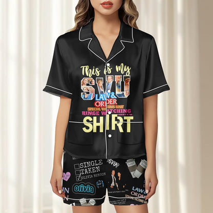 Svu Satin Pajamas Short Set, Law And Order Women Pajamas, Olivia Benson Matching Pjs, Crime Show Nightwear, Tv Series Pjs, Gift For Fan