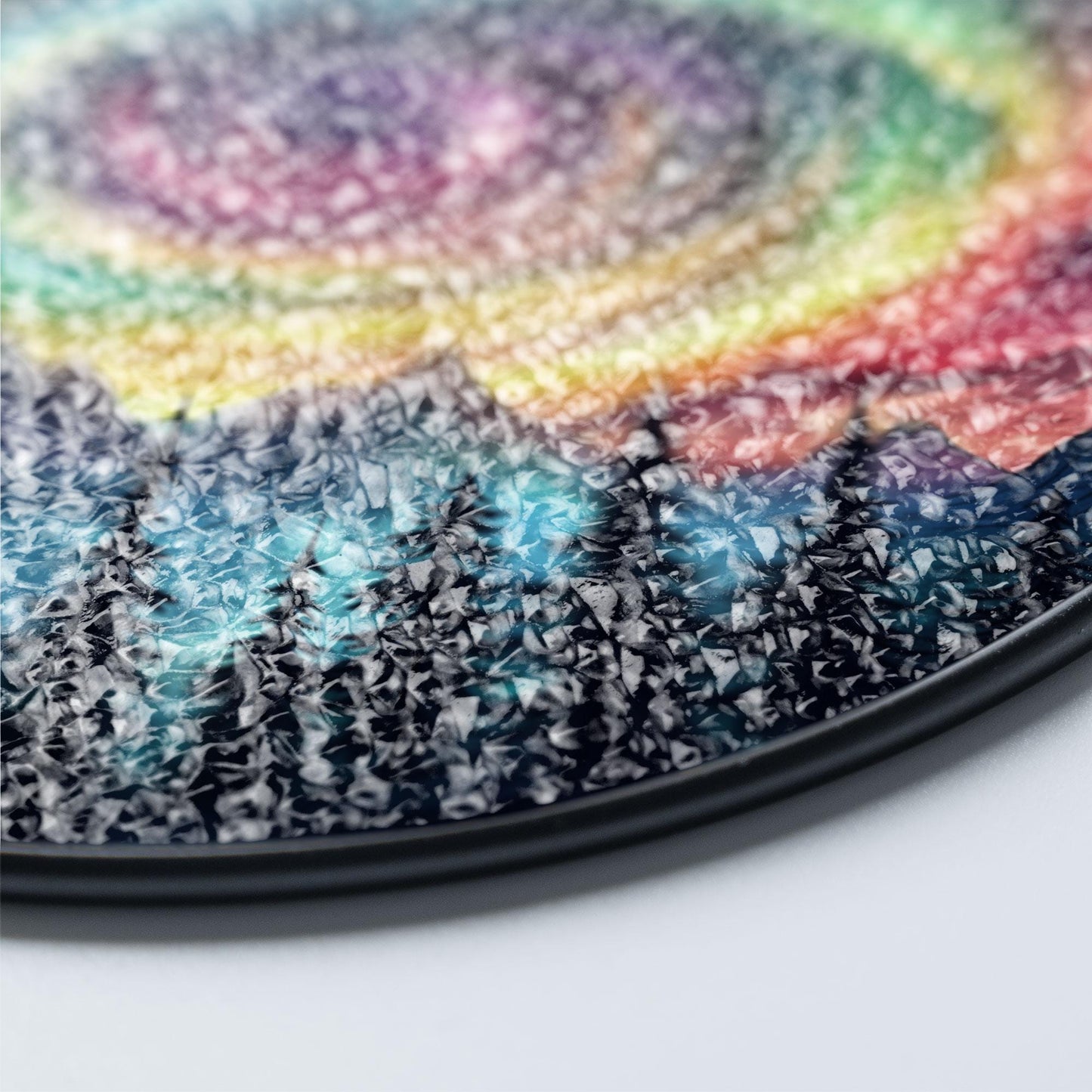 Galaxy Swirl Stained Glass Suncatcher – Rainbow Night Sky Window Hanging with Forest and Stars, Cosmic Art Decor for Nature or Space Lovers