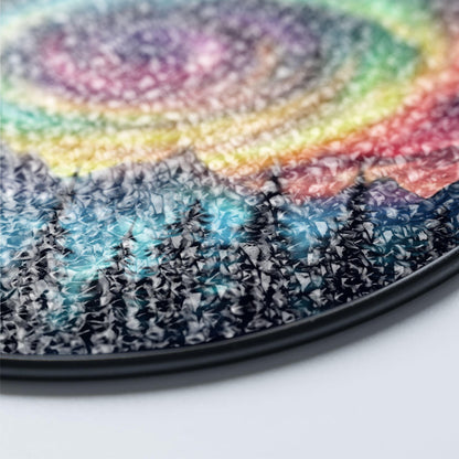 Galaxy Swirl Stained Glass Suncatcher – Rainbow Night Sky Window Hanging with Forest and Stars, Cosmic Art Decor for Nature or Space Lovers
