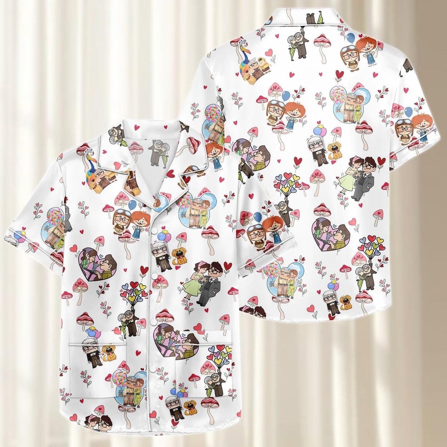 Carl And Ellie Satin Pajamas Short Set, Up Women Sleepwear, Cute Couple Pjs, Cartoon Movie Merch, Matching Pajamas Set, Pixar Fan Gift