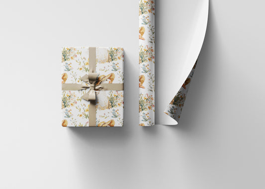 Goose and Wildflower Wrapping Paper for Spring Birthday Gifts | Rustic Farm Animal Gift Wrap for Kids, Gardeners, Plant Moms & Nature Lovers