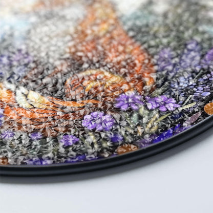 Fox Stained Glass Suncatcher – Woodland with Red Fox and Purple Flowers, Nature Decor, Gift for Forest and Animal Lovers, Forest Wall Decor