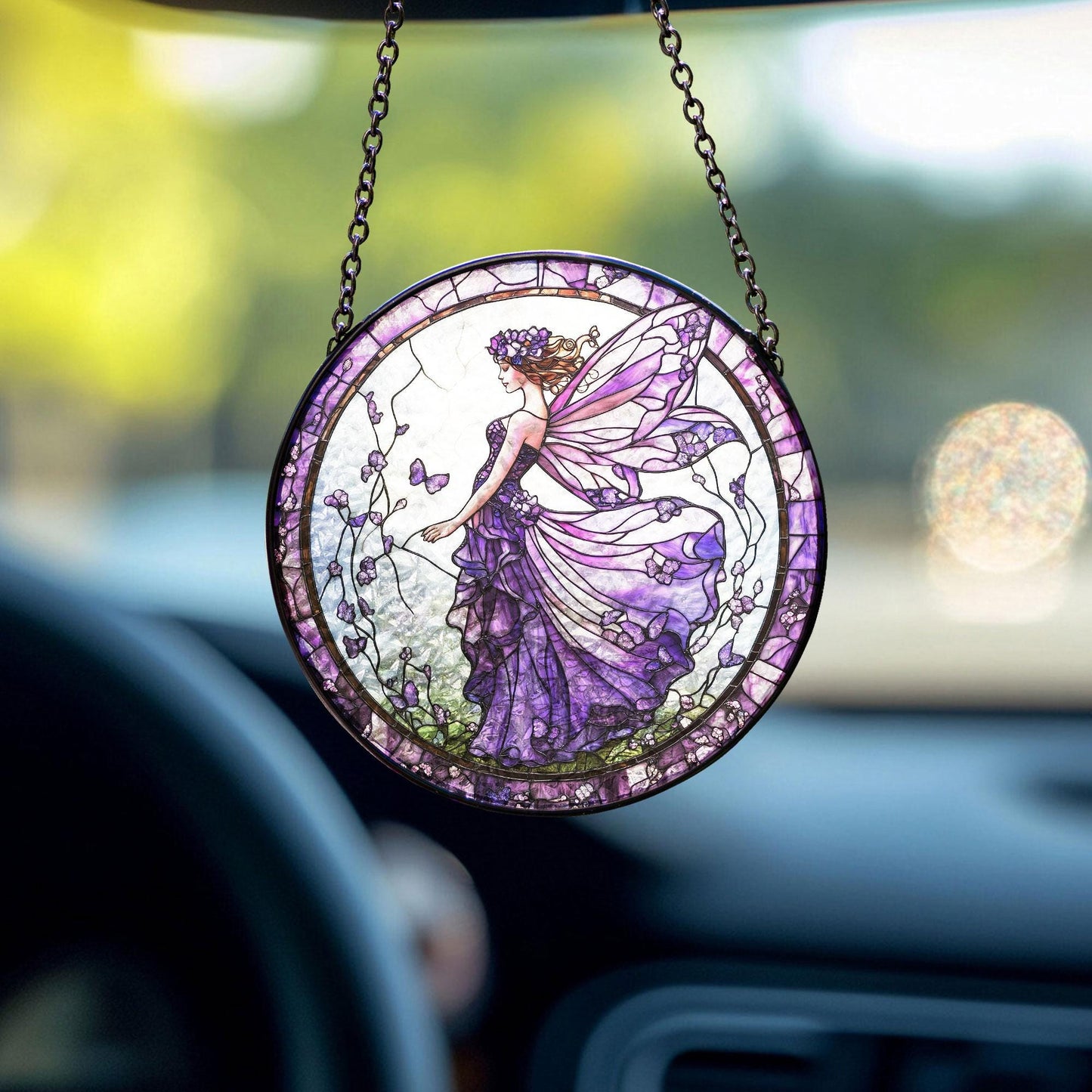 Purple Butterfly Fairy Glass Suncatcher, Fairy Garden Decor, Butterfly Fairy Ornament, Fantasy Decor, Magical Decor, Gift for Fantasy Lovers