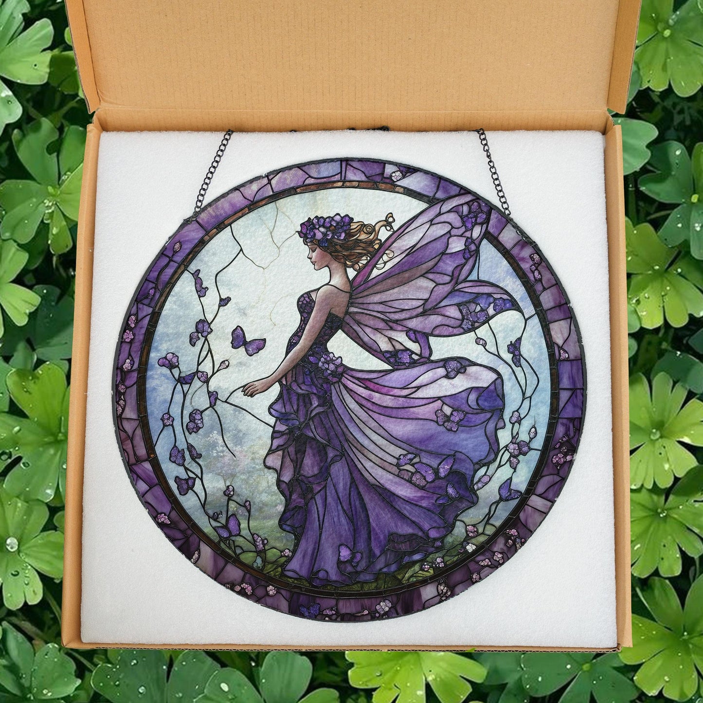 Purple Butterfly Fairy Glass Suncatcher, Fairy Garden Decor, Butterfly Fairy Ornament, Fantasy Decor, Magical Decor, Gift for Fantasy Lovers