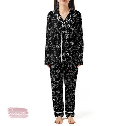 The Summer I Turned Set – Black Summer Icons Pajama Set with Pool Party & Beach Vibes, Cute Relaxed Fit Lounge Outfit