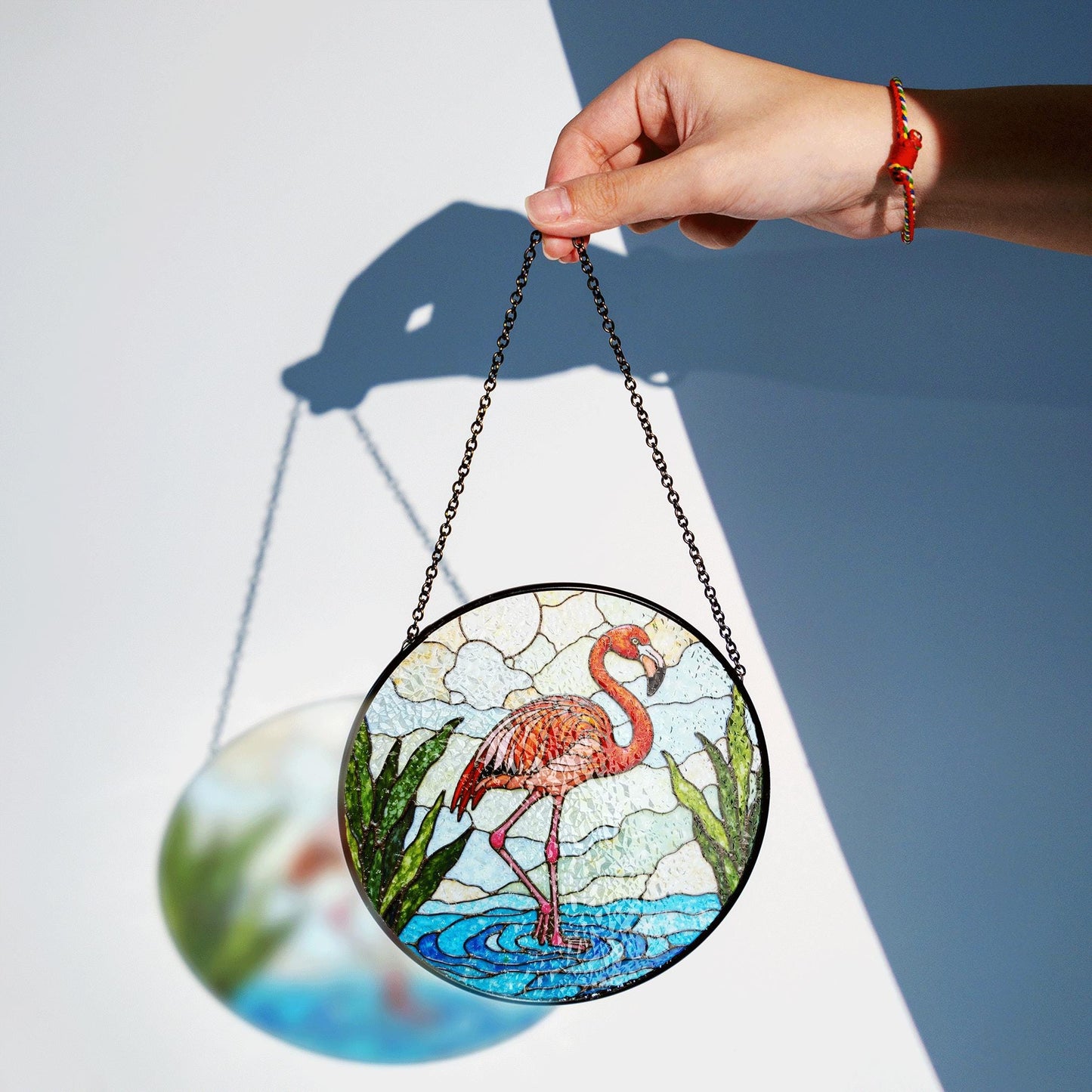 Pink Flamingo Stained Glass Suncatcher Window Decor for Nature Lovers Mothers Day Gift